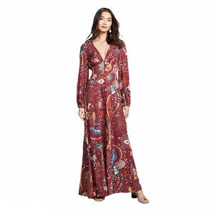 Farm Rio Burgundy Borogodo Maxi Dress Size Small